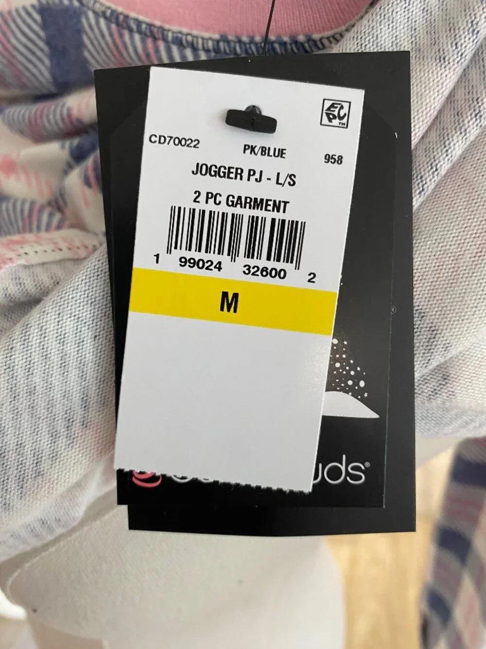 NEW Cuddl Duds Plaid Pajama Set Jogger Pants Pockets Pink Blue M